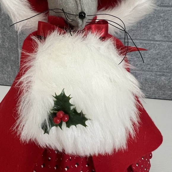 Vintage Christmas Handmade Caroler Mouse Plush Victorian Holiday